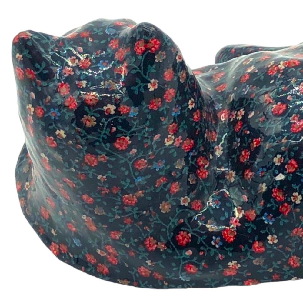 Vtg DECOUPAGE Ceramic Cat Kitten Kitty Floral Fabric Shelf Sitter Paperweight - Picture 6 of 8